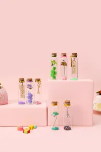 Creative glass drift wishing bottles set with Eiffel tower charms and cute decor.