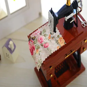 Vintage sewing machine music box miniature retro home decor creative birthday gift ornament