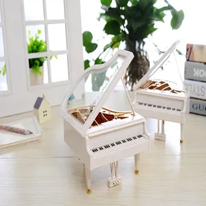 Miniature piano music box home decor creative mini jewelry storage box gift ornament white
