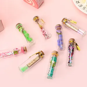 Creative glass drifting wish bottles set with mini Eiffel tower and colorful decor for gifts
