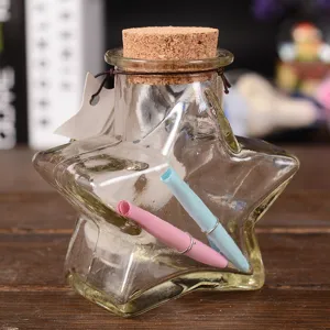 Botella de deseos de cristal de estrella creativa pentagrama para regalos de cumpleaños decoración.
