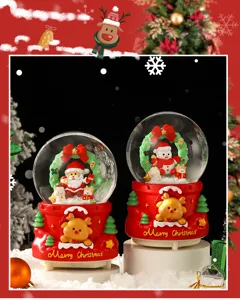 Christmas snow globe music box resin luminous desktop ornament holiday festive gift
