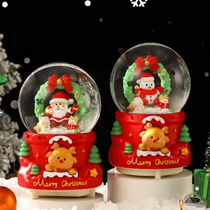 Christmas Crystal Ball Music Box Luminous Snow Globe Resin Glass Desktop Ornament Holiday Festive Gift Home Decor