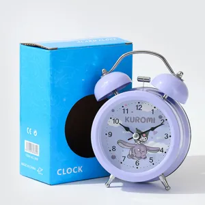 Kuromi cartoon twin-bell alarm clock student desktop clock night light small clock