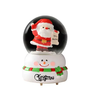Christmas snow globe glowing Santa Claus snowman figurine holiday gift home decor tabletop ornaments