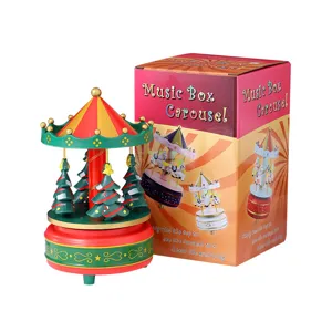 Carillon carosello albero di natale meccanico regalo festivo decorazione da tavolo giocattolo