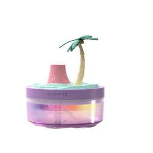 Mini humidificateur d'air de bureau avec design de paysage de volcan de plante pour la maison.
