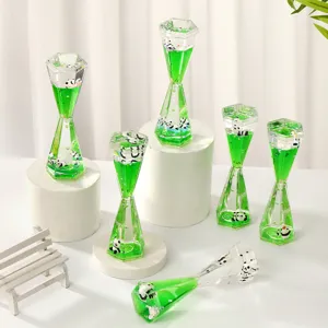 Grünes Flüssigöl Sanduhr Panda Deko Desktop Dekompression Spielzeug Treibflasche 1Stk