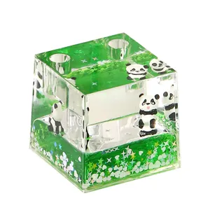 Süßer Panda Flüssigbewegung Timer Acryl Öluhr Desktop Dekoration Geschenk Spielzeug.