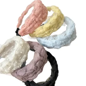 Diademas acolchadas de malla trenzada en colores pastel para un aspecto de cabello alto