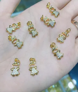 Little Girl Pendant Charm Copper Rhinestone 14K Gold Plated DIY Jewelry Making Accessory Fashion Girl Gift