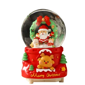 Christmas snow globe music box with Santa Claus resin desktop ornament festive gift light