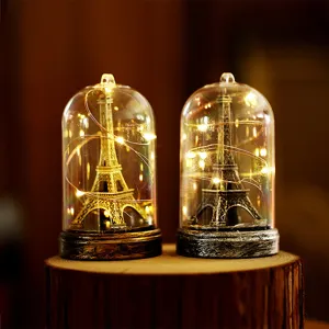 Vintage Paris Eiffel Tower LED Night Light Resin Ornament Creative Home Decor Luminous Table Lamp Gift For Students