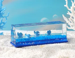 Jouet de mouvement liquide d'océan, décoration de bureau avec baleine pour enfants.