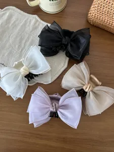 Elegant organza butterfly bow hair claw clips in four gentle soft pastel colors