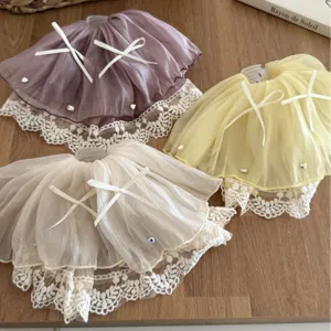 French style lace skirt hair claw set with bows and rhinestones in pastel colors.