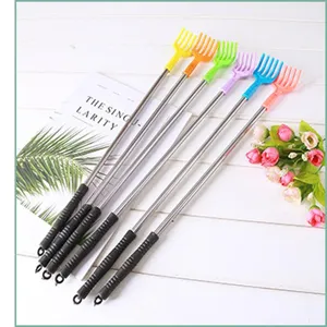Telescopic back scratcher with stainless steel rod and colorful plastic claw grip