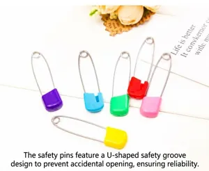 Colorful plastic head safety pins, baby diaper pins, secure metal pins for daily use, 6pcs
