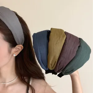 Korean Style Minimalist Fabric Wide Hairband High Cranial Top Padded Headband Face Slimming Solid Color Cloth Hair Hoop Women Accessories