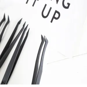 Black plastic tweezers set for diamond painting and DIY craft work, durable ABS tools.