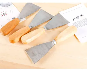 Set di spatole con manico in legno e lama in acciaio inossidabile per lavori domestici e fai da te.