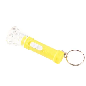 Torcia tascabile LED in plastica gialla con portachiavi e lente diamante per regali.