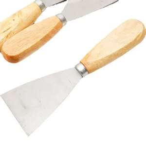 Set di spatole professionali in acciaio inossidabile con manici in legno per lavori di stucco murario
