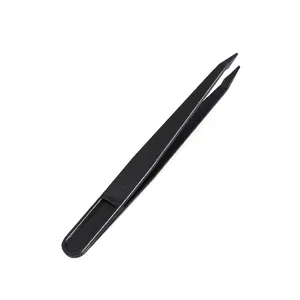 Black plastic tweezers for diamond painting, antistatic craft tool straight tip 12cm long
