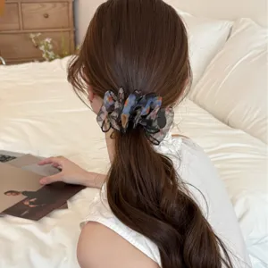 Pince à Cheveux en Maille Plissée de Style Français Accessoire de Coiffure Floral Élégant pour Femmes Épingle à Cheveux Vintage