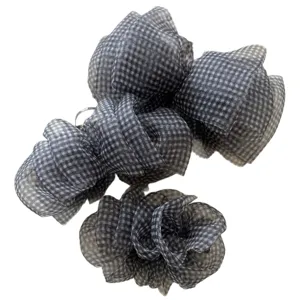 Elegante Haarklammern aus schwarzem Seersucker mit Karomuster, Haarschmuck im Korea-Stil
