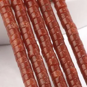 Red goldstone spacer beads 2x4mm loose cylindrical disc beads for DIY jewelry making