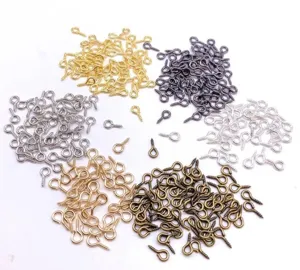 100pcs 4x8mm mini screw eyes assorted color eyelets threaded hooks DIY handmade jewelry making findings