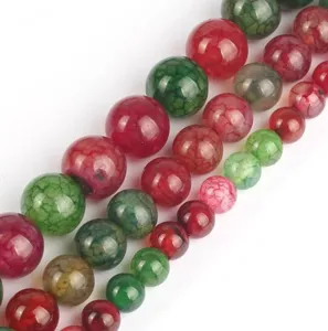 Perles en agate craquelée veine de dragon ronde semi-finie accessoire bijoux bracelet DIY