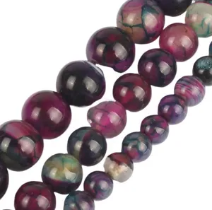 Perles en agate veine de dragon craquelée rondes pierres précieuses bracelet DIY vue principale