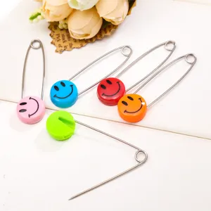 Colorful smiley face safety pins set large diaper pins for baby clothes blanket securing