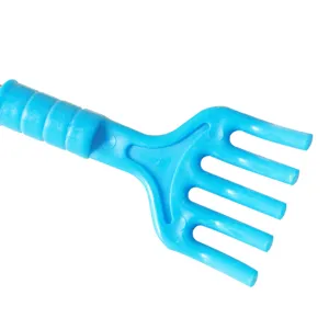 Blue plastic back scratcher rake tool, main product view showing claw head detail.