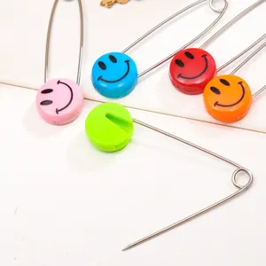 Colorful smiley face baby safety pins set, cute brooch and diaper pins for daily use.