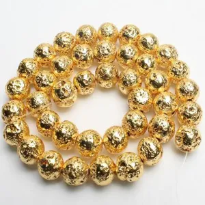 Volcanic Stone Beads Electroplated Round Loose Beads For DIY Bracelet Necklace Jewelry Making Accessories