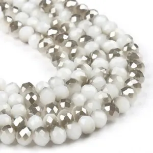 Faceted crystal glass bead details for DIY handmade bracelets and necklaces jewelry making.