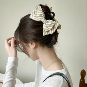 Molletta per Capelli a Fiocco a Righe per Donna Stile Sea Salt Fermaglio a Farfalla in Tessuto Grande Pinza per Capelli