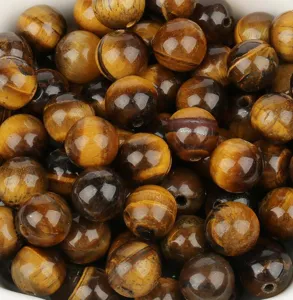 Natural Yellow Tiger Eye Stone Loose Round Beads DIY Jewelry Accessories For Bracelet Making Beading Craft