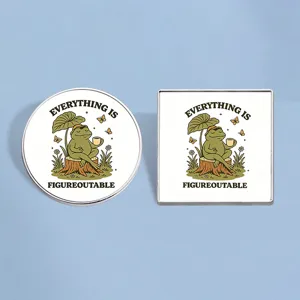 Retro Zen Frosch Kaffee Brosche Emaille Tier Abzeichen Alles Ist Machbar Pin Zinklegierung Pastoral Abzeichen Geschenk Unisex
