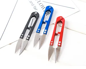 Multifunctional U-shaped thread scissors spring yarn cutter for cross stitch and sewing.