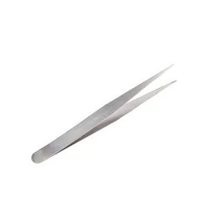 Stainless steel straight tweezers for precision home repair and daily use tasks, main view.