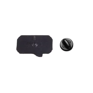 Back view of black pixel dialog box lapel pin with rubber clutch fastener