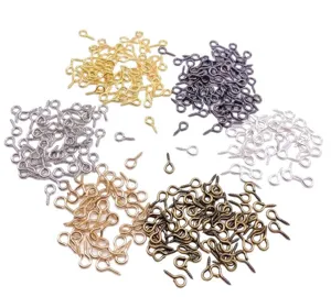 Assorted metal eye screws screw pins for DIY jewelry making and crafting projects