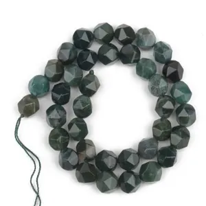 Dark green faceted gemstone beads strand for DIY handmade jewelry bracelet crafting accessories