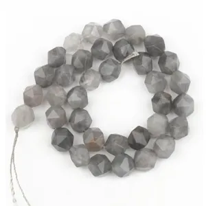 Grey faceted stone beads semi-finished loose DIY jewelry making bracelet crafting accessories