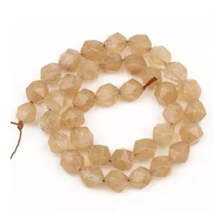 Faceted diamond-cut stone beads for DIY handmade bracelet jewelry making and crafting details.