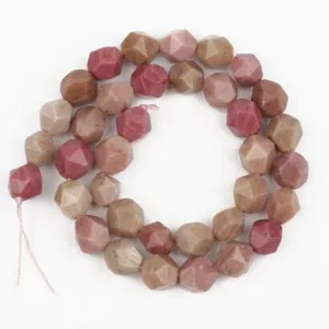 Faceted rhombus stone beads strand, beautiful pink and brown gemstone DIY jewelry making accessories.